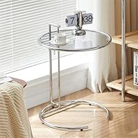 Amazon｜サイドテーブル おしゃれ 丸 ガラステーブル カフェ